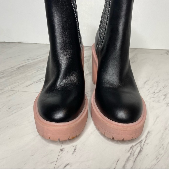 Dolce Vita Caster Black Leather Lug Sole Bootie 6 - Picture 8 of 13